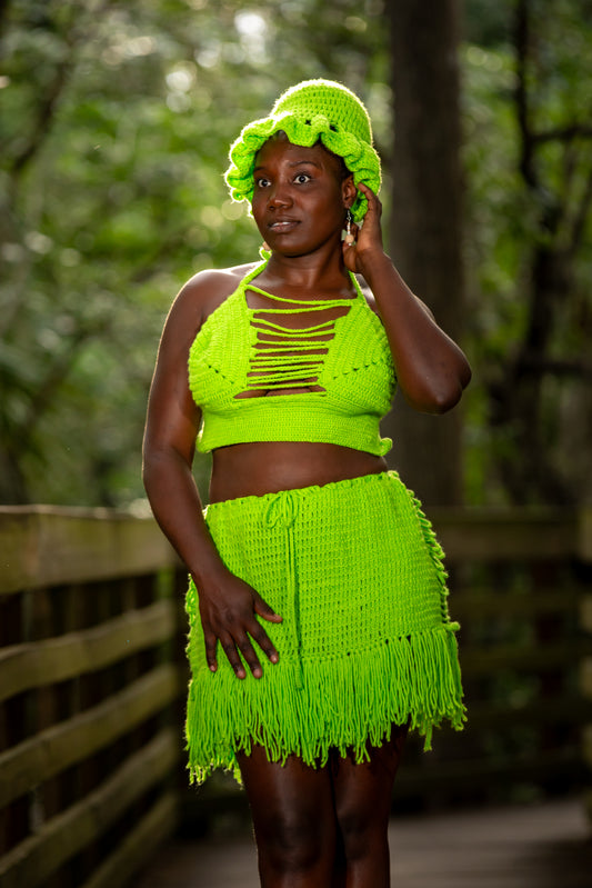 Dja Dja Set – Skirt, Hat & Crossed Crochet Top