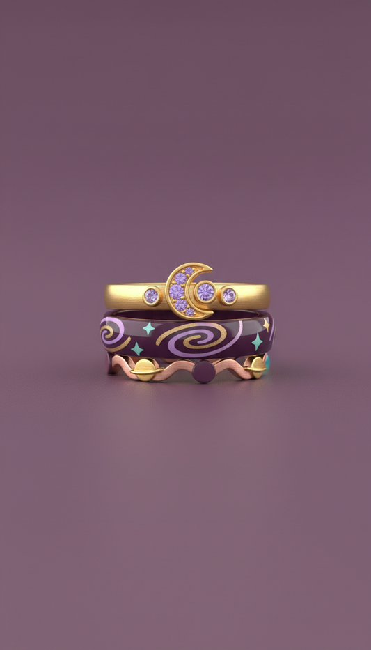 Lunar rebellion stackable rings set
